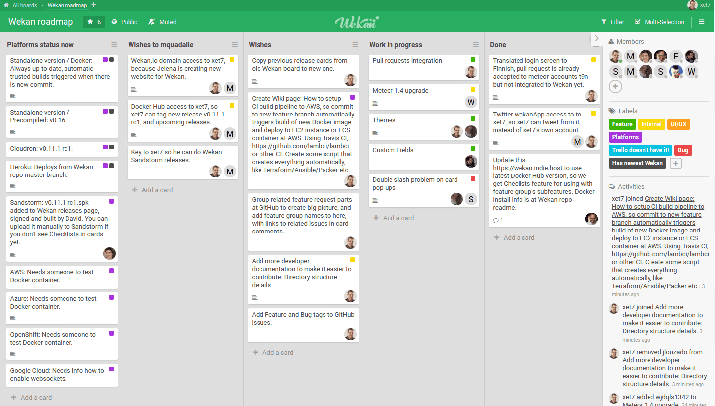 Wekan open source kanban