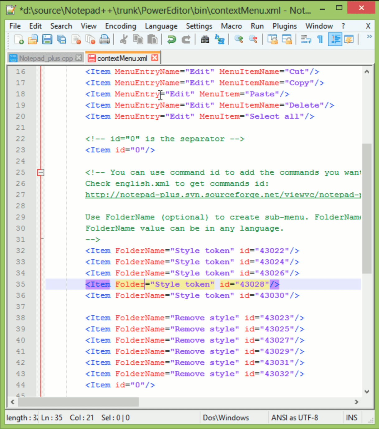 xml file compare notepad++