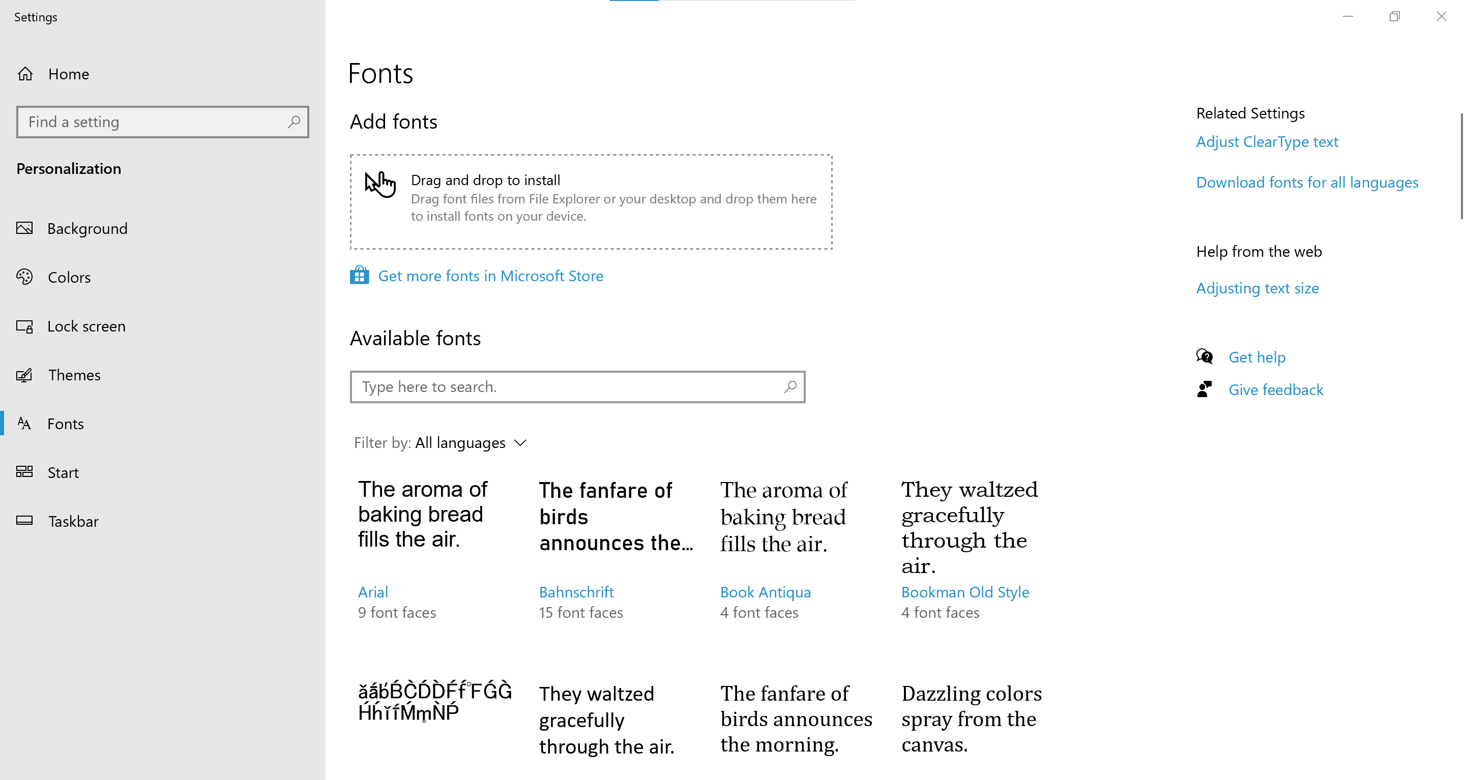 font book for windows 10