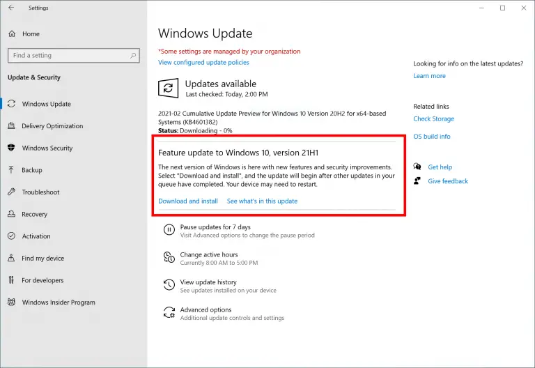 cumulative update preview for windows 10 version 21h1