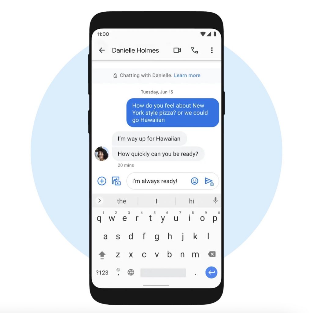 the android messages app now endtoend