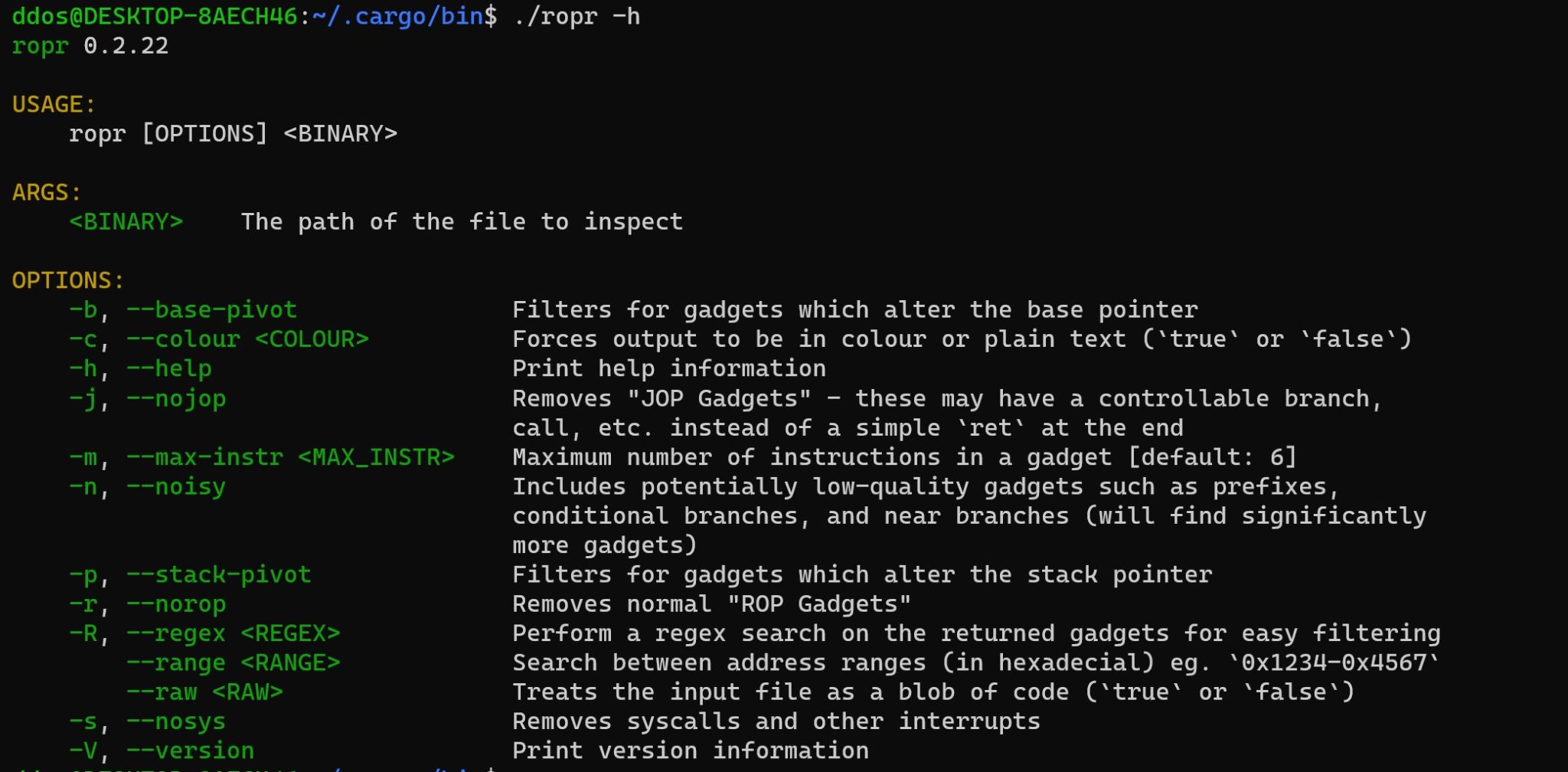 ROP Gadget finder