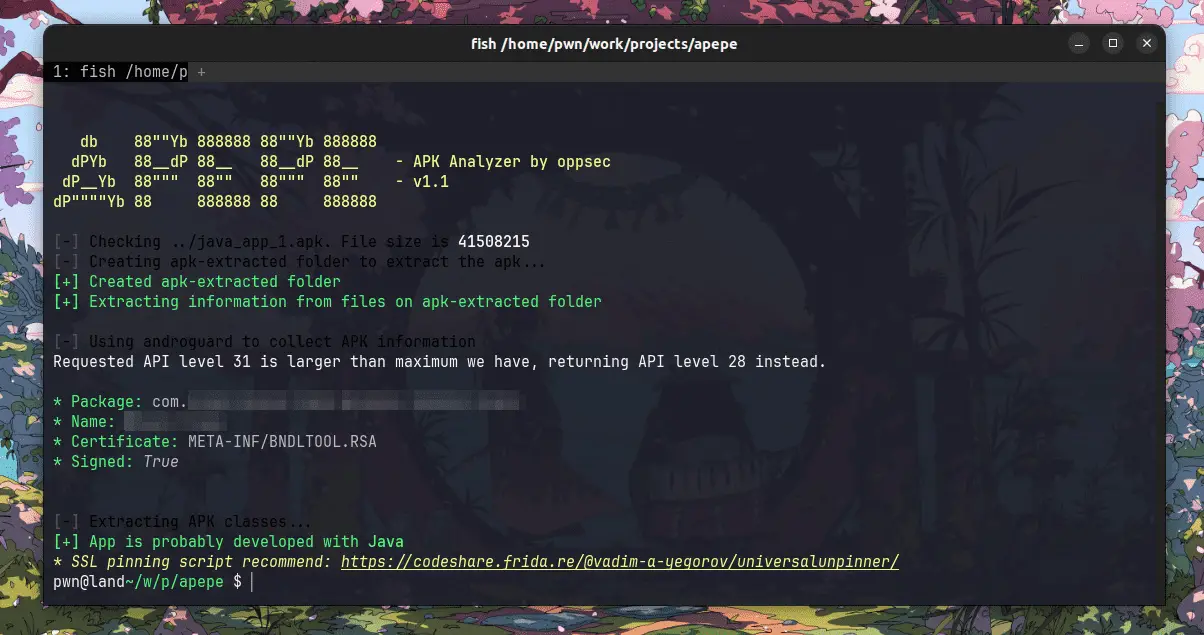 Enumerate information APK file
