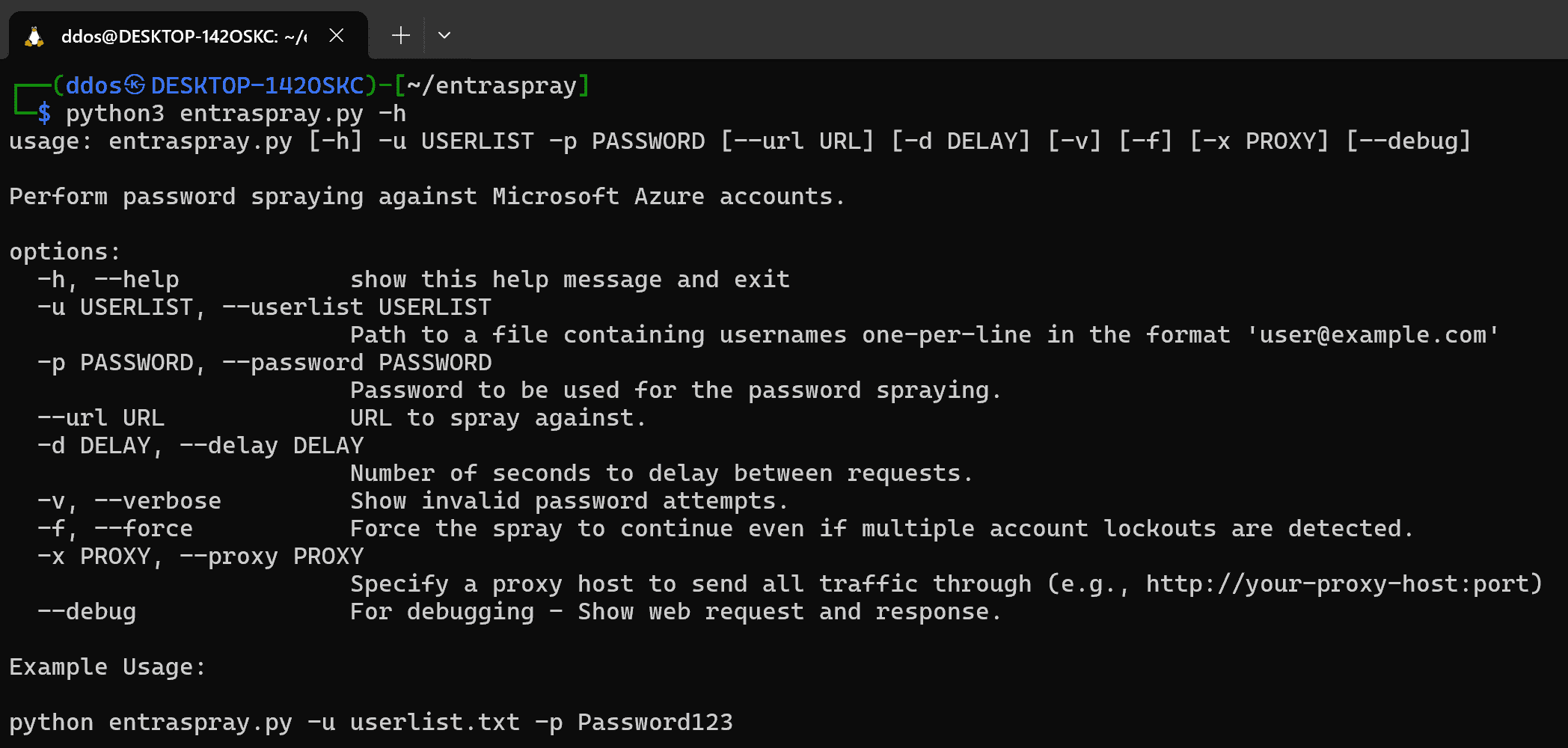 Entraspray: Password spraying tool for Microsoft Online accounts