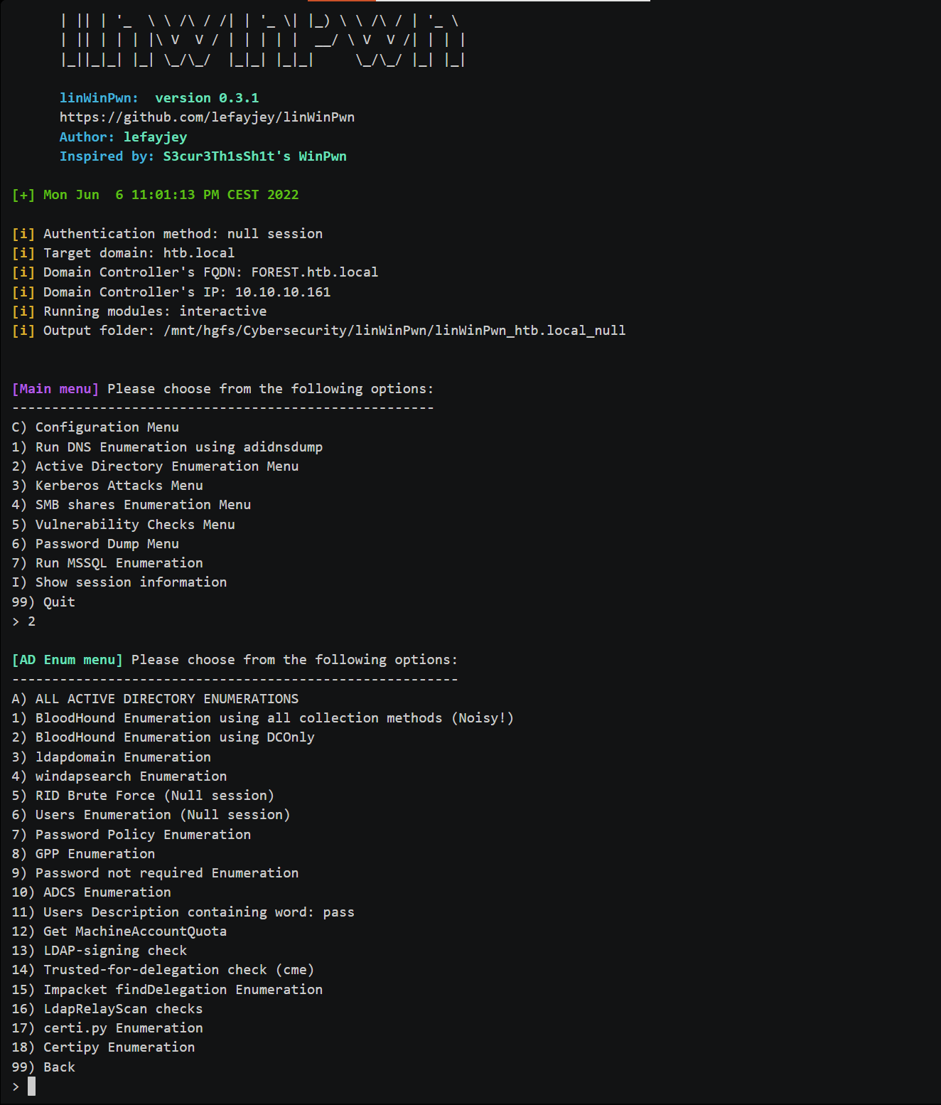 LinWinPwn: Swiss-Army Knife For Active Directory Pentesting Using Linux