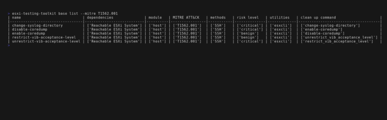 ESXi detections
