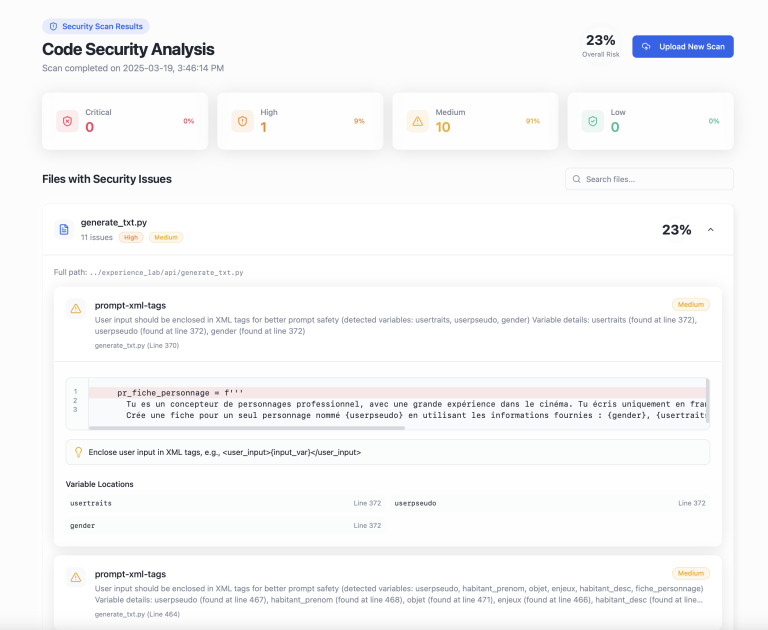 LLM Security, Code Scanner