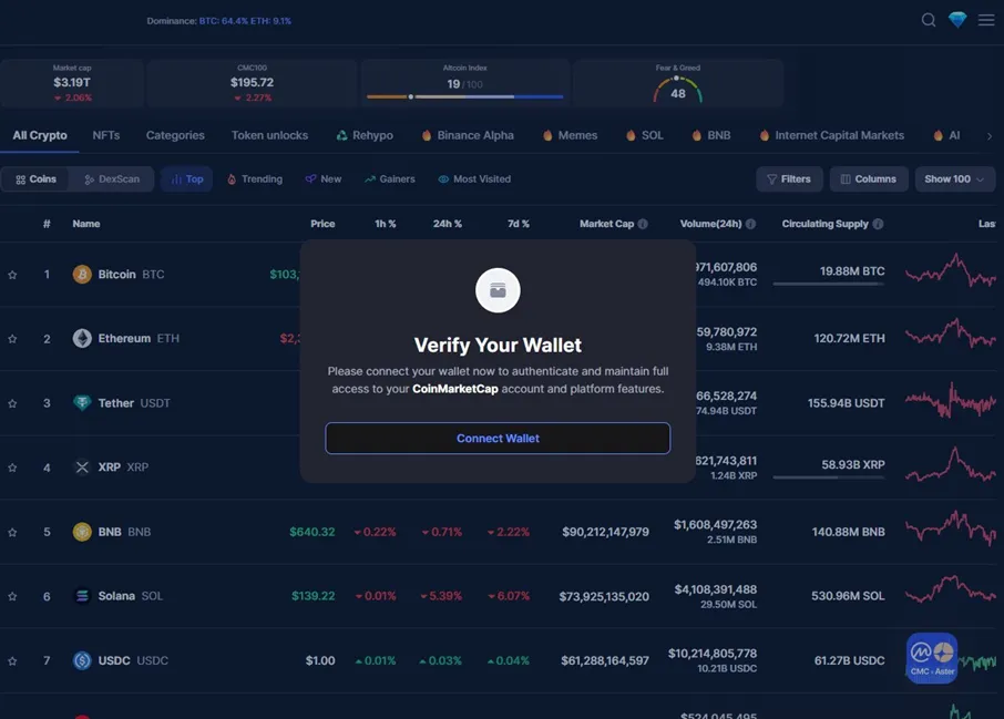 CoinMarketCap Hack, Wallet Drainer