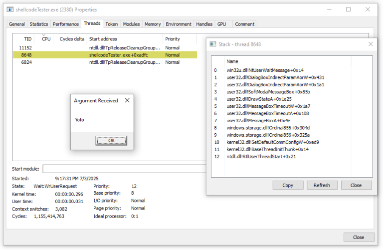 Shellcode Loader, Call Stack Spoofing
