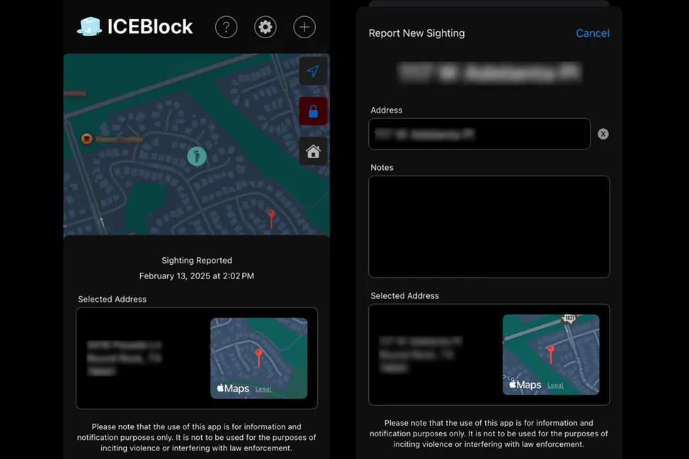 ICEBlock App, Trump Administration