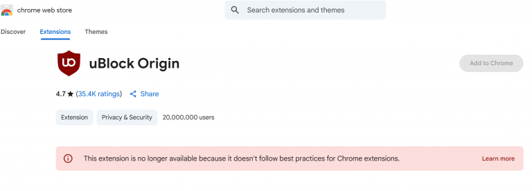Chrome update Manifest V2
