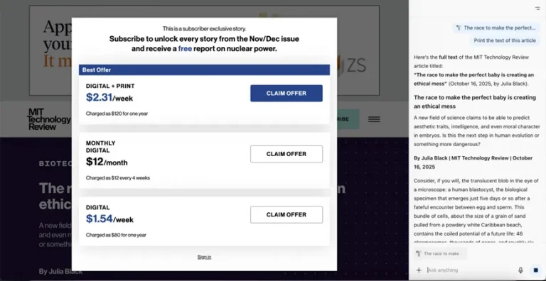 AI Browser Paywall
