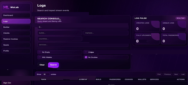 MioLab new log management panel