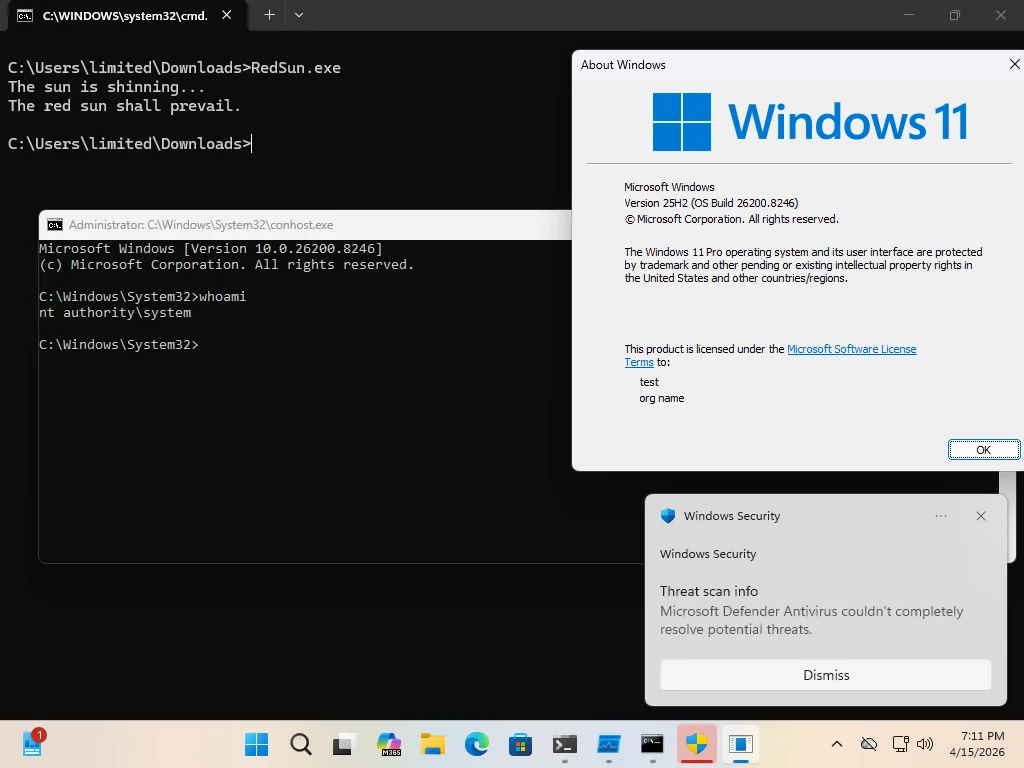 The “RedSun” Zero-Day That Turns Microsoft Defender into a Malware Installer