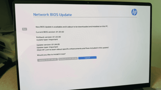 HP BIOS update boot loop 2026