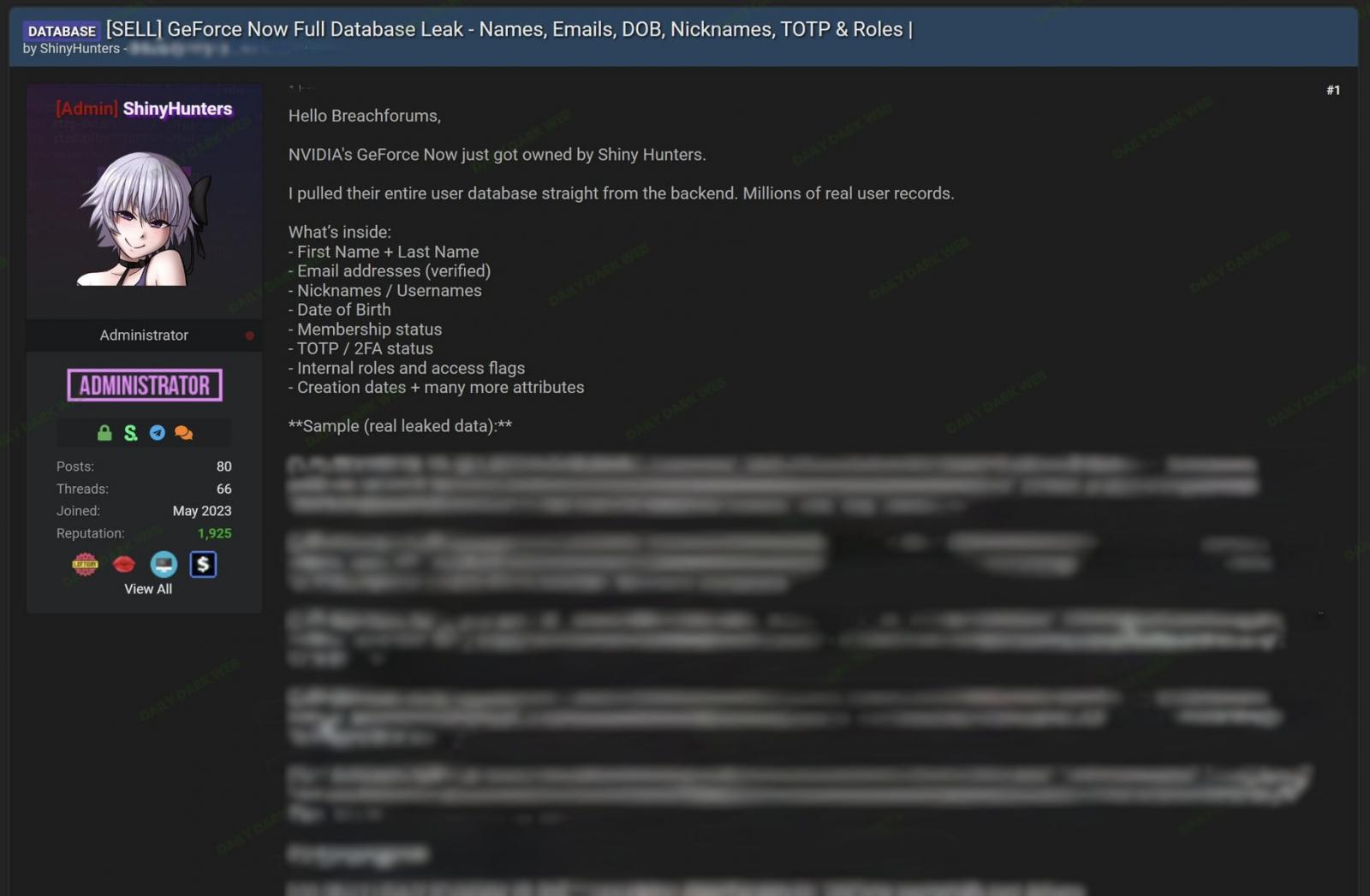 Cloud Gaming Compromise: NVIDIA Partner GFN.am Hit by Data Breach Exposing Millions of Records