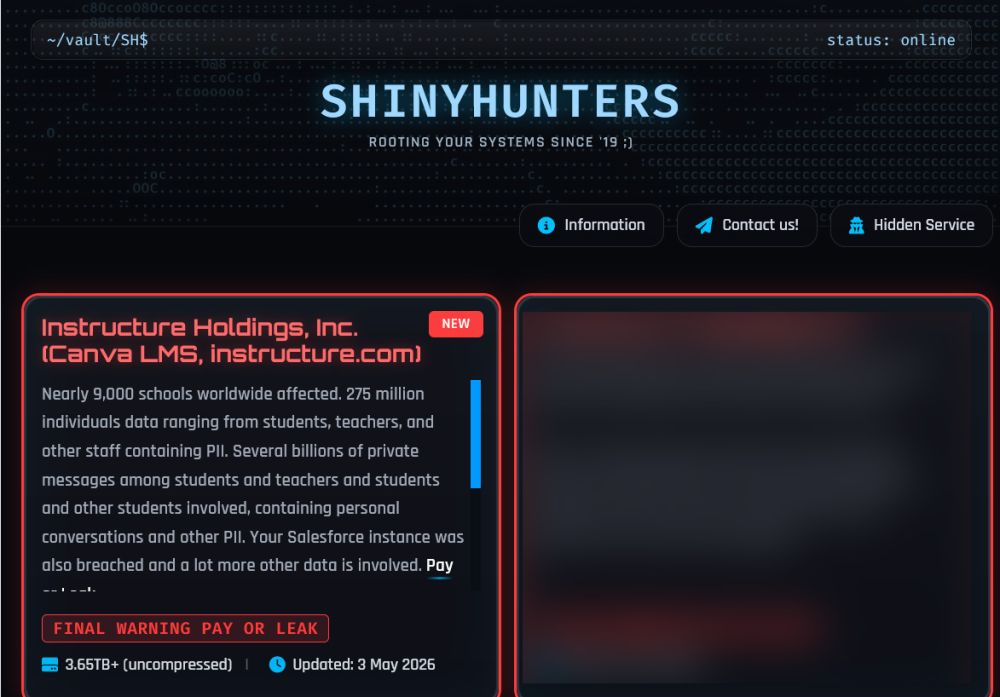 Class Dismissed? ShinyHunters Claims Massive Breach of 280 Million Records from Canvas LMS