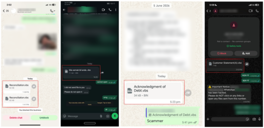 WhatsApp VBS attack spreading malicious VBScript attachments that install ManageEngine Endpoint Central RMM on Windows