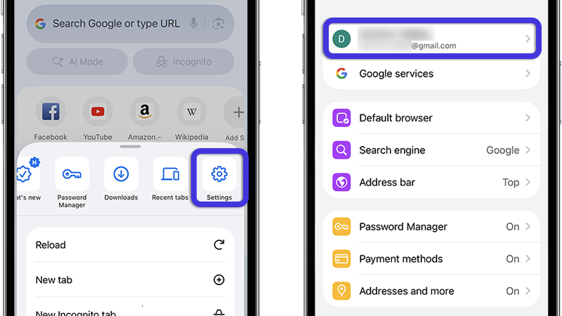 Smartphone displaying Google Chrome sync cyberstalking vulnerability