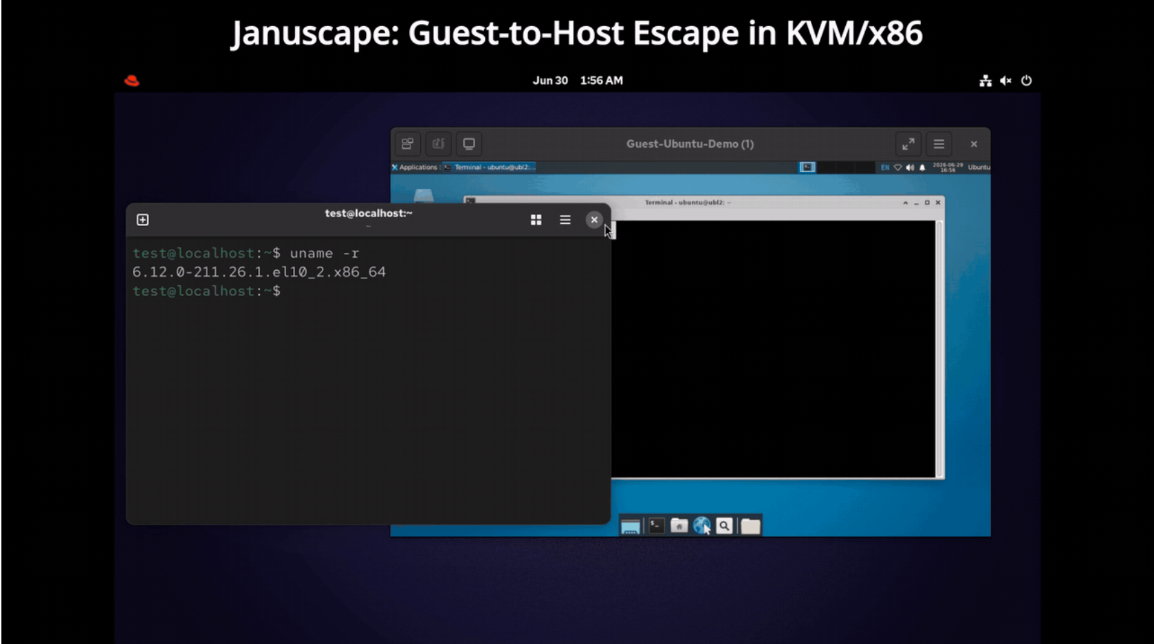 Januscape CVE-2026-53359 vulnerability diagram in Linux KVM hypervisor nested virtualization