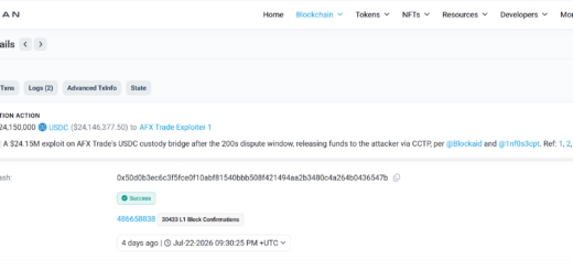 AFX Trade cryptocurrency bridge hack flowchart showing compromised validator keys and stolen USDC