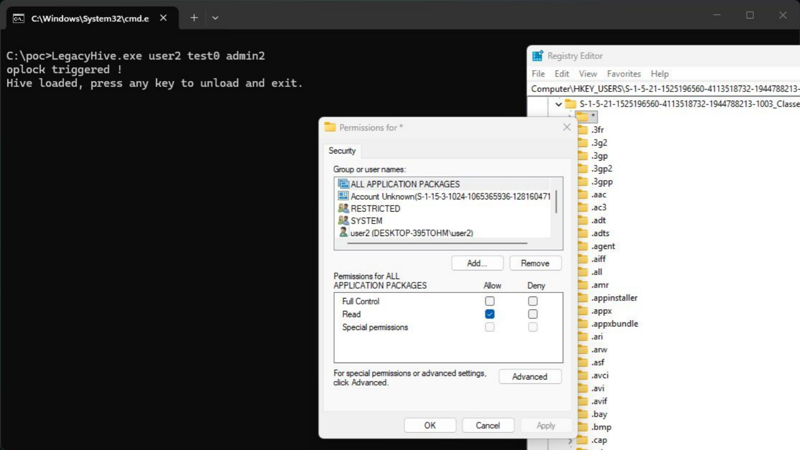 LegacyHive Windows privilege escalation vulnerability diagram, registry hive loading exploit