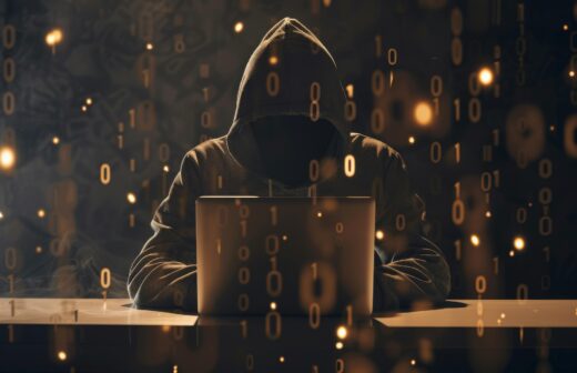 Conceptual visualization of autonomous AI cyber attacks and neural networks hacking systems