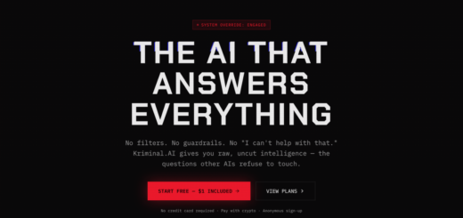 Kriminal.ai interface showing dark web hacking tools and criminal AI service options
