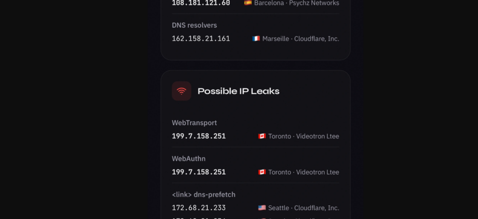 iCloud Private Relay IP leak via three WebKit vulnerabilities DNS prefetch WebAuthn WebTransport bypassing proxy on iOS iPadOS macOS Safari and third-party browsers