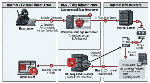 Ted Backdoor HAProxy malware and CurlRAT cyberattack structure