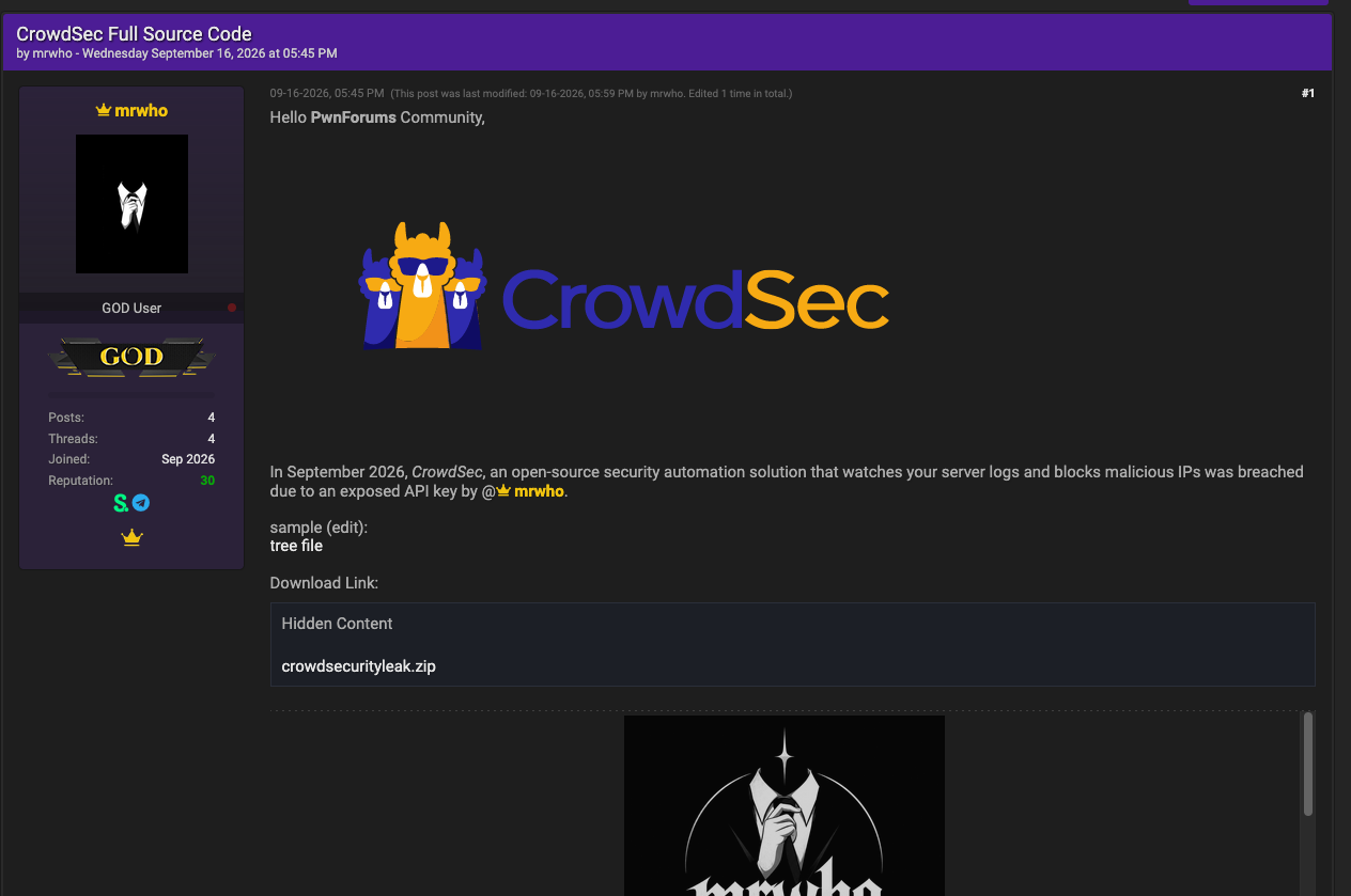 CrowdSec source code leak and TanStack supply chain attack details