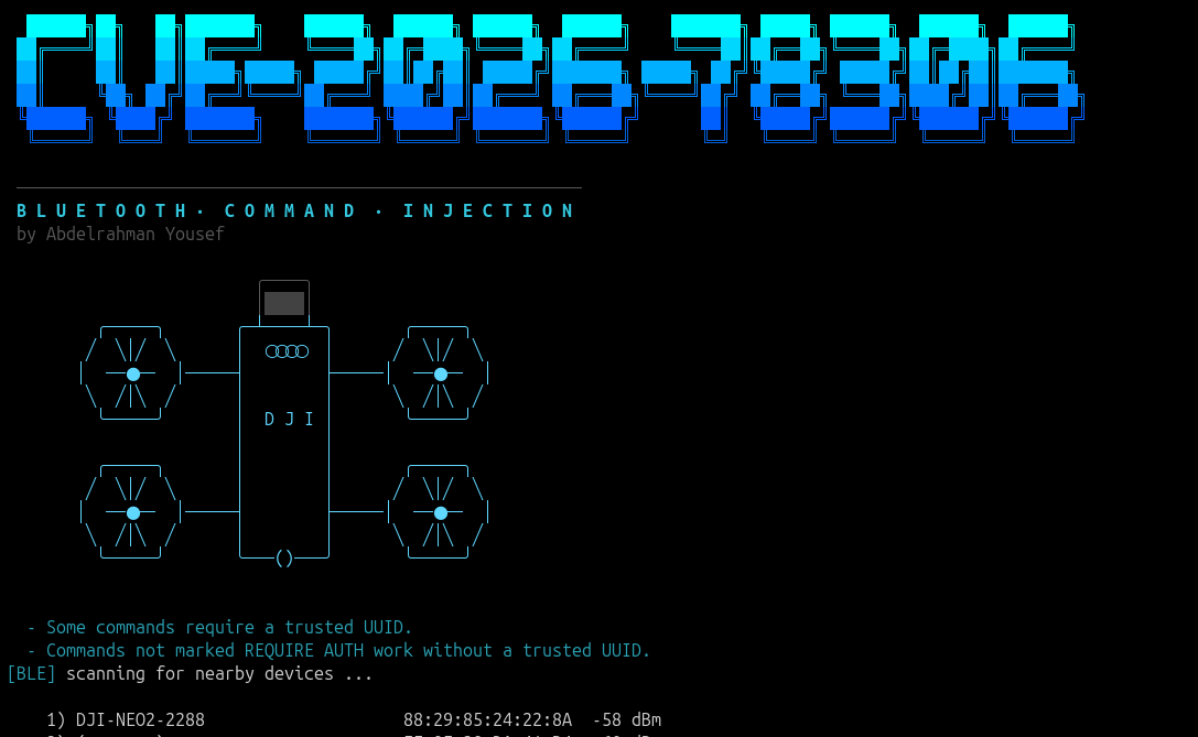 DJI drone Bluetooth vulnerability CVE-2026-78306 allowing unauthenticated DUML commands mid-flight