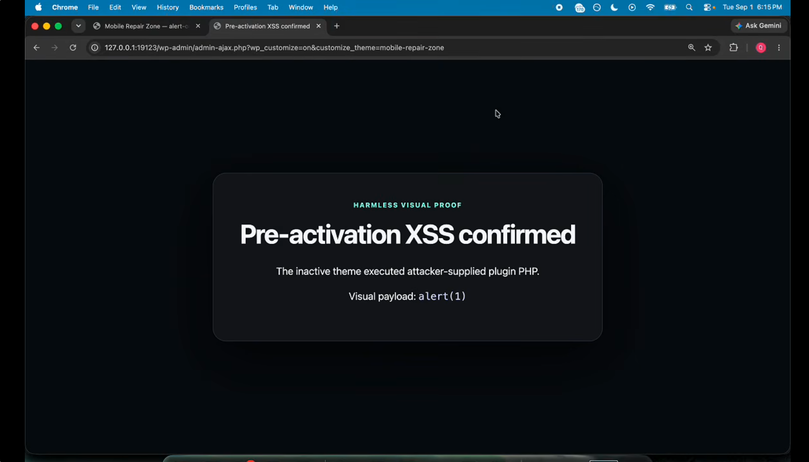 WordPress Click2Shell vulnerability chain forcing a theme install to reach remote code execution