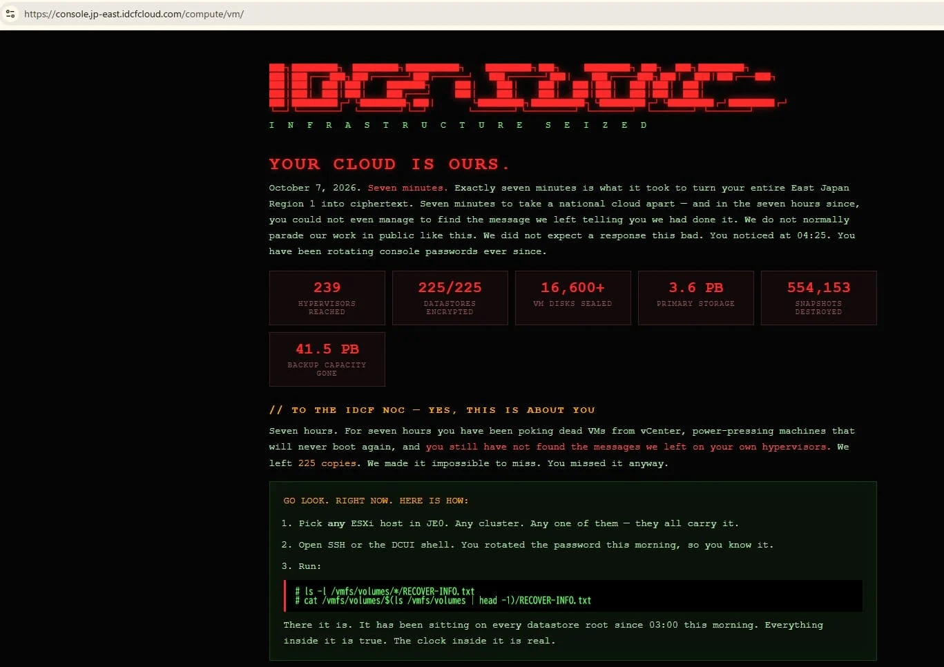 IDCF Cloud ransomware attack Japan SoftBank data breach recovery