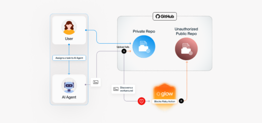 Cybersecurity conceptual illustration of AI agent leaking sensitive corporate screenshots to a public repository