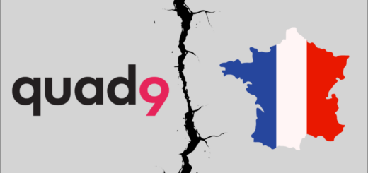 Quad9 exits France DNS infrastructure and domain blocking legal dispute diagram